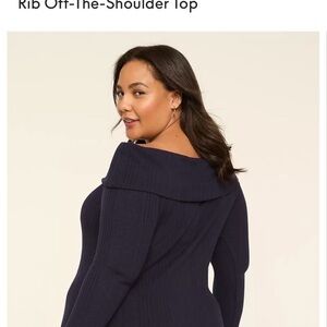 Lane Bryant Off-the-Shoulder Navy Sweater